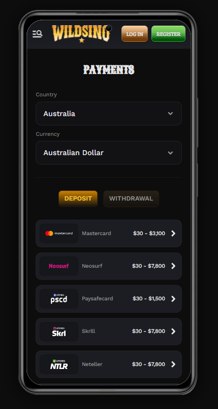 Deposits Wildsino App